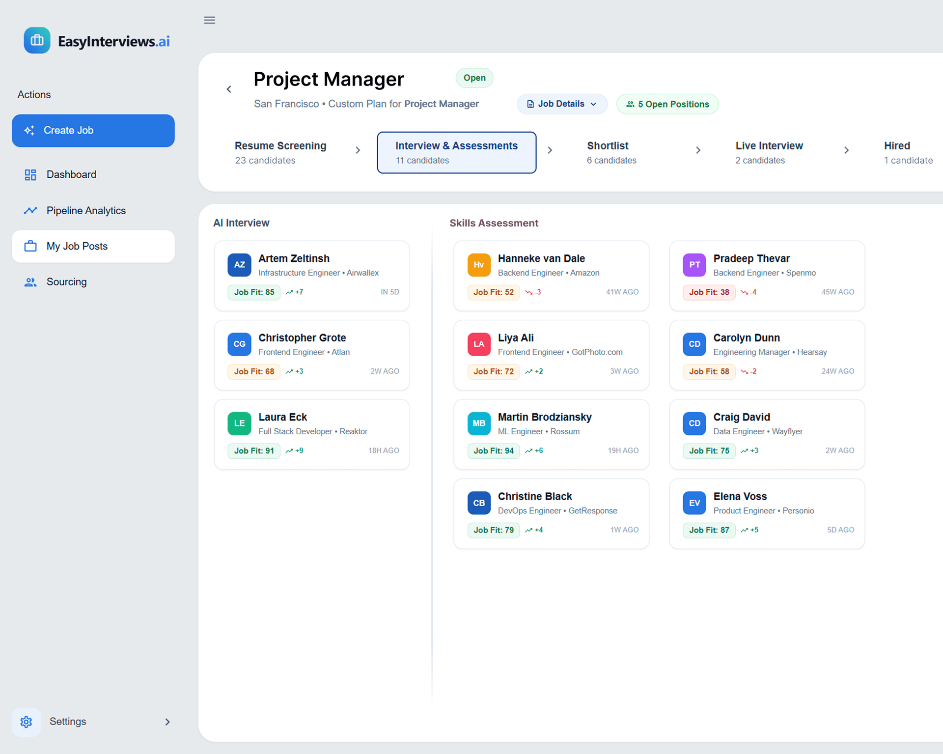 AI-powered video interview shortlist and hiring pipeline tool